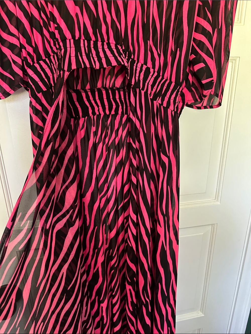 Karen-T Design Pink and Black Striped Swim Coverup With Open Front - Picture 3 of 8